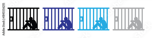 Prisoner Jail Cell Icon Set