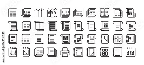 Document Action Line Icons Set. for File Operations and Office Interface. vector illustration eps 10