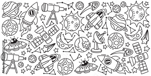 Hand drawn space element doodle vector illustration