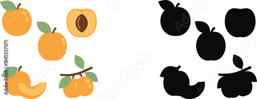 Orange and black apple with leaves and branches orange apples black apples apple green leaves