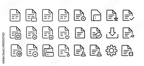 Document Action Line Icons Set. for File Operations and Office Interface. vector illustration eps 10