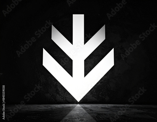Arrow sign with a black background, illustration. AI