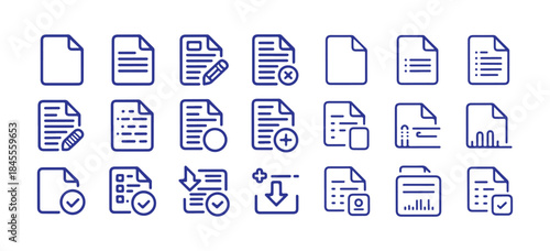 Document Action Line Icons Set. for File Operations and Office Interface. vector illustration eps 10