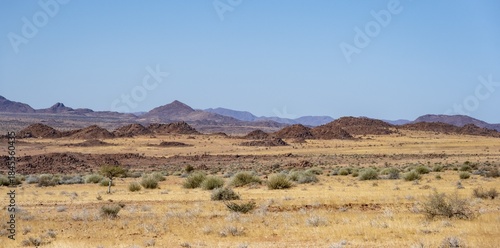 Desert landscape, barren landscape with hills of stacked rocks, Brandberg, Erongo, Damaraland, Namibia