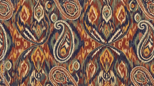Intricate Paisley Pattern with Bohemian and Ikat Influences.