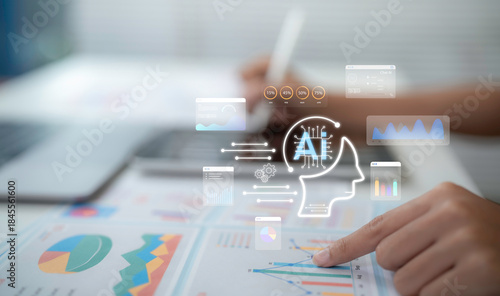 Billede på lærred Business analytics concept showing data charts digital dashboard plus artificial