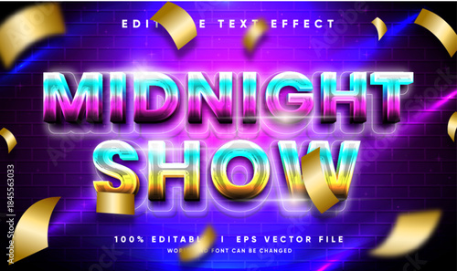 midnight show vector text effect with modern style