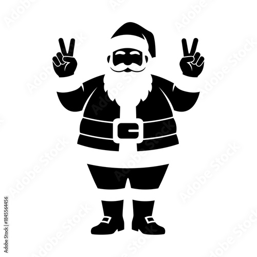 Cheerful Holiday Figure Making Peace Gestures