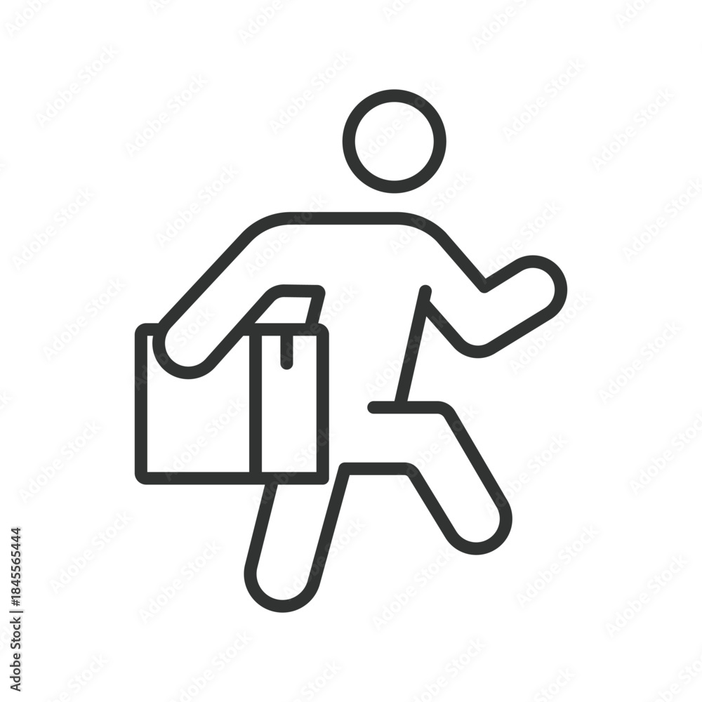 Fototapeta premium Moving service icon in line design. worker, box, moving, delivery, logistics, transport on white background vector. moving service editable stroke icon