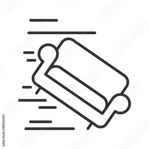 Loading furniture icon in line design. sofa, moving, transport, relocation, logistics, delivery on white background vector. loading furniture editable stroke icon