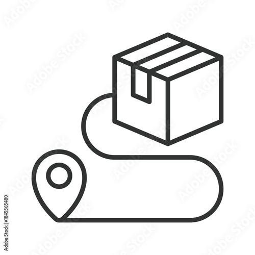 Relocation route icon in line design. box, location, route, moving, delivery, logistics on white background vector. relocation route editable stroke icon