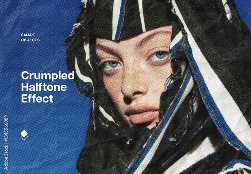 Crumpled Paper Print Photo Effect Mockup