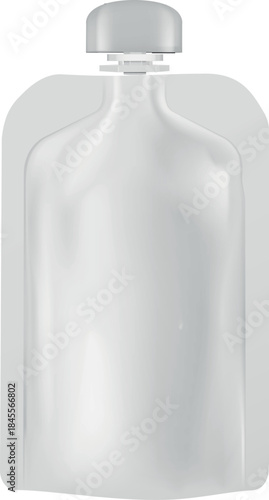 Blank flexible pouch up bag mockup with spout lid, vector realistic 3D doypack foil food or drink products bag packaging