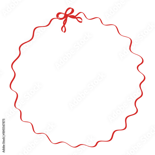 Hand drawn circle frames with bow and ribbon. Vintage coquette borders, round frames for wedding invitation, birthday card, menu design, party.
