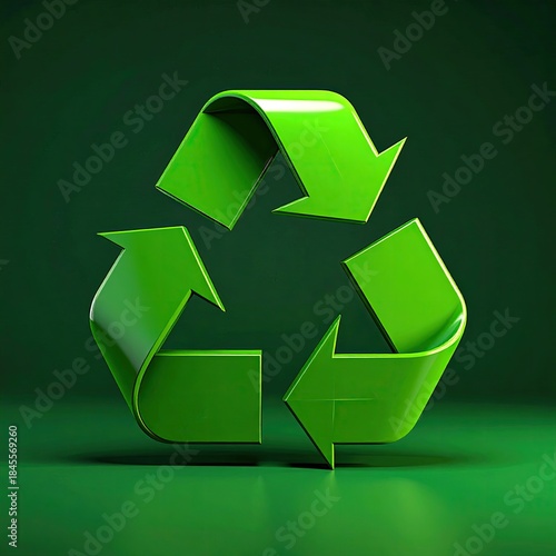 Glossy, green, three-arrow symbol against a dark green backdrop