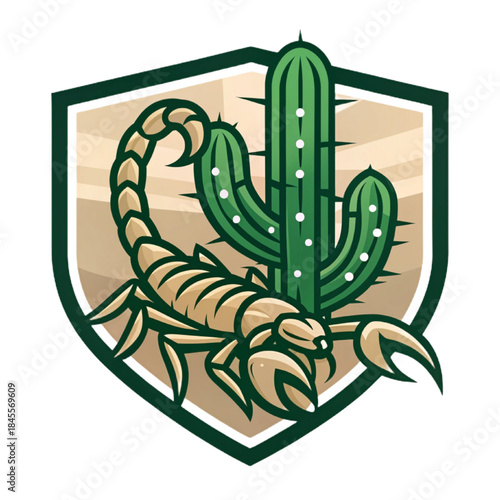 Vector Mascot of Cactus Scorpion, Green and Sand Esport Crest
