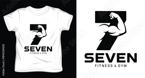 seven fitness graphic victor art t-shirt design print template