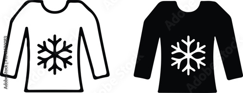 christmas sweater two black black line icons set vector design