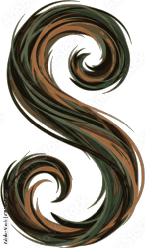 Expressive Cursive Hands Silhouette: Oversized Letter S Visual Focus Vector