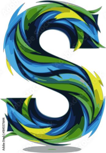 Expressive Cursive Hands Silhouette: Oversized Letter S Visual Focus Vector