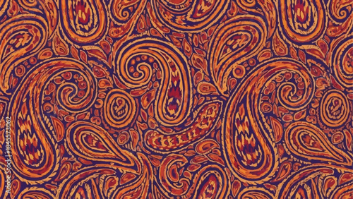 Intricate Paisley Pattern in Warm Autumn Colors.