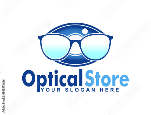 optician store logo abstract eye glasses vector illustration