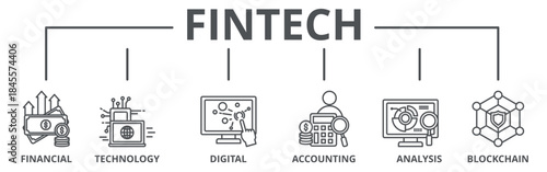 Fintech banner web icon vector illustration concept