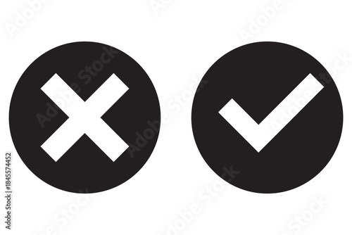 Tick and Cross checkmark vector icons in line style design for website design, app, UI, isolated on white background. Editable stroke. EPS 10 vector illustration.