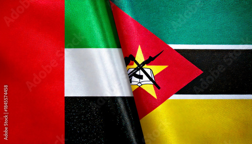 アラブ首長国連邦の国旗とモザンビークの国旗(United Arab Emirates flag & Mozambique flag.)
