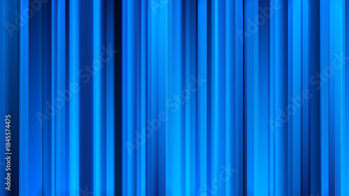 Blue Vertical Light Curtain Background with Glowing Stripes and Smooth Gradient Effects, Ideal for Stage, Events, or Presentations. Vector Illustration.