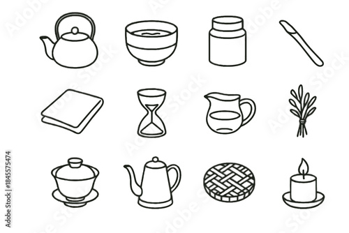 Small linen tiny candle woven bowl bundle artisan icon tea vector coaster