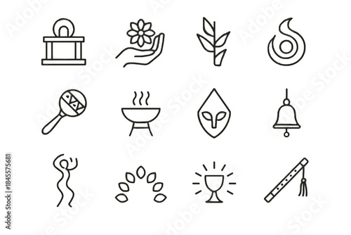 Palm minimalist mask vector figure icons petals icon shadow shape altar festival