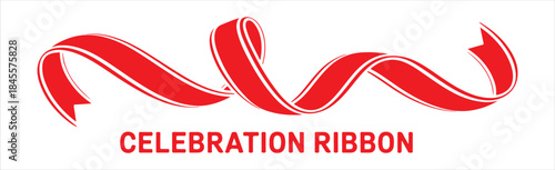 Red Twisted Celebration Ribbon Banner Vector Design