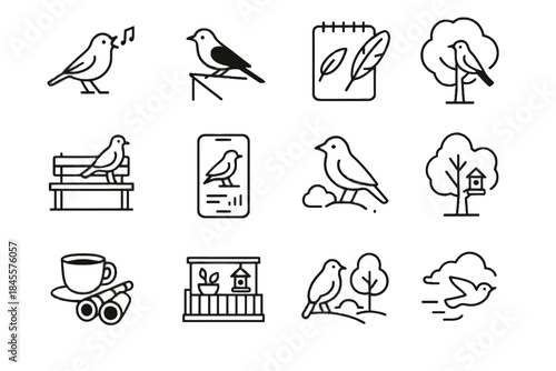 Garden birdwatching park feather vector phone shadow icons wire pad icon urban