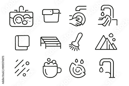 Mindful triangle icons tap under dish drain soft dishwashing tray foam icon