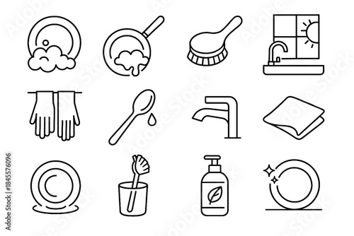 Icon water soap quiet icons vector brush mindful clean eco state dishwashing