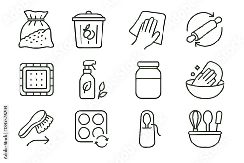 Baking icon waste vector cloth storage zero food soft muffin cleaning wipe