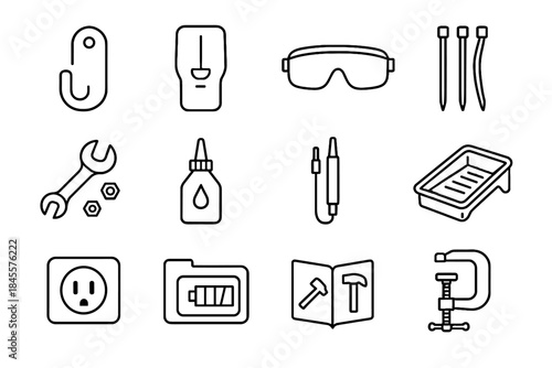 Hook clamp repair wall vector diy adhesive tiny home padded bolts icon