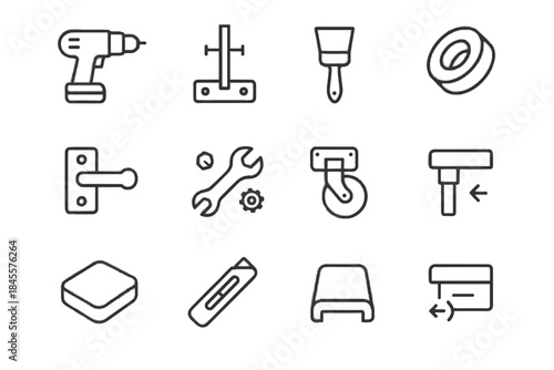 Soft close safety tool pad icons drill handle repair home sponge icon