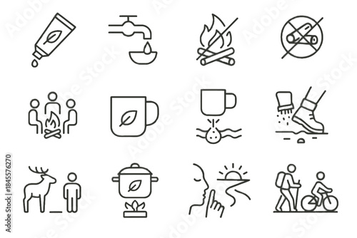 Gear toothpaste shared filter camping icons icon minimal distance no mug vector