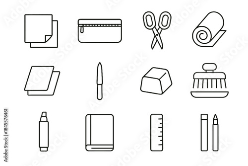 Stationery tray icons pencil vector refill pouch cork fabric tidy mindful sticky