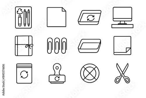 Recycled stamp mindful icons kit sticky design icon reuse reused desktop vector