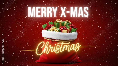 A vibrant Christmas gift sack, brimming with festive presents, brings holiday cheer and wonder, AIzaSyDs5wLE__6boy3eIDXcw0Tu8nh2azBYGjo, celebrating the season with joyful anticipation
