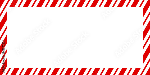 Striped candy cane red diagonal frame with blank space. Christmas Candy cane rectangle frame. New Year border frame