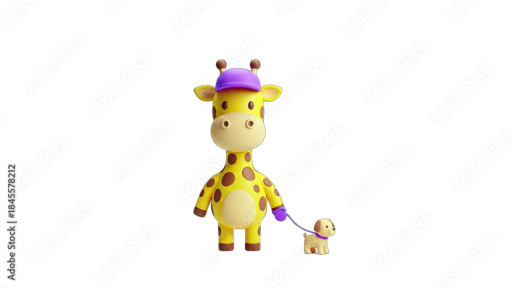 custom made wallpaper toronto digitalCartoon Giraffe Walking Dog on White Background