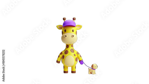 Wallpaper Mural Cartoon Giraffe Walking Dog on White Background Torontodigital.ca