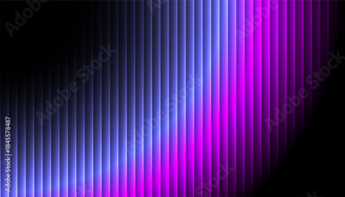 Ripple gradient glass background, vertical neon glow dark ribbed fractal texture in deep blue and violet cinematic sharp distortion texture, futuristic cover template mockup - vector