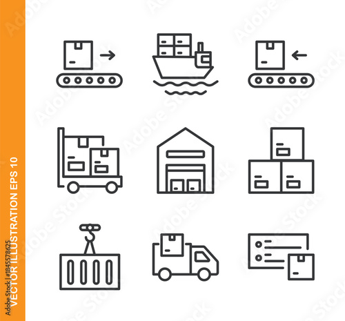 Warehouse line icons- Mini collection and editable stroke series icon