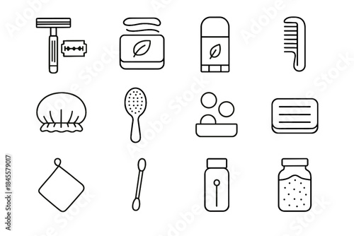 Tablets vector cleaner blades eco soap holder toothbrush bathroom salt icons bristle