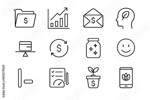 Vector giving finance balanced icon money loan cash tray minimalist gentle icons